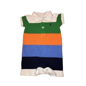 Ralph Lauren Romper Baby Boys 6‎ Months  Striped Logo Cotton